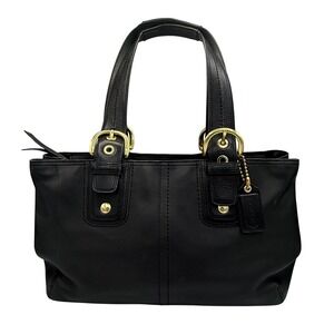 Coach Vintage Hampton Black Leather Brass Soho Tote Carryall Purse - ANOMALY BAG